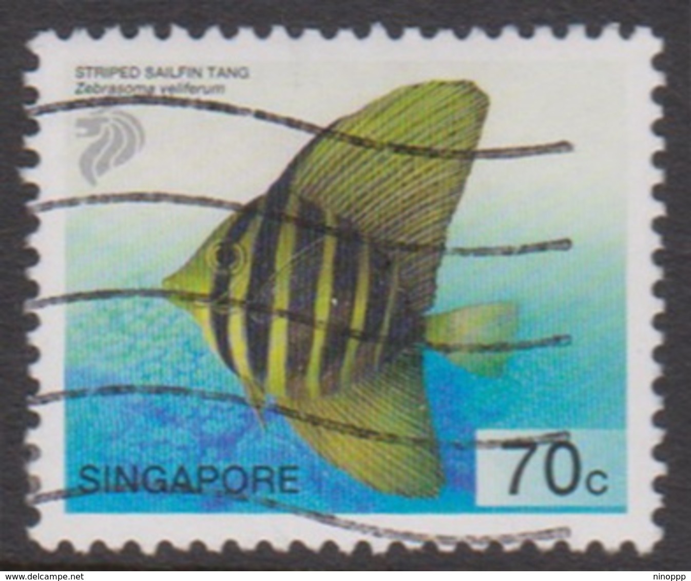 Singapore 1051 2001-04 Tropical Fishe,70c Striped Saifin Tang, Used - Singapore (1959-...)