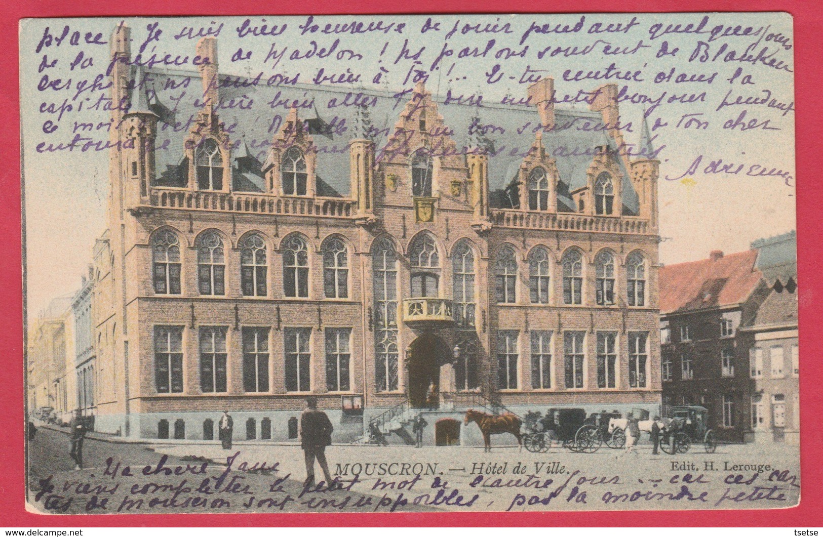 Mouscron - Hôtel De Ville ... Carte Couleur - 1903 ( Voir Verso ) - Mouscron - Möskrön