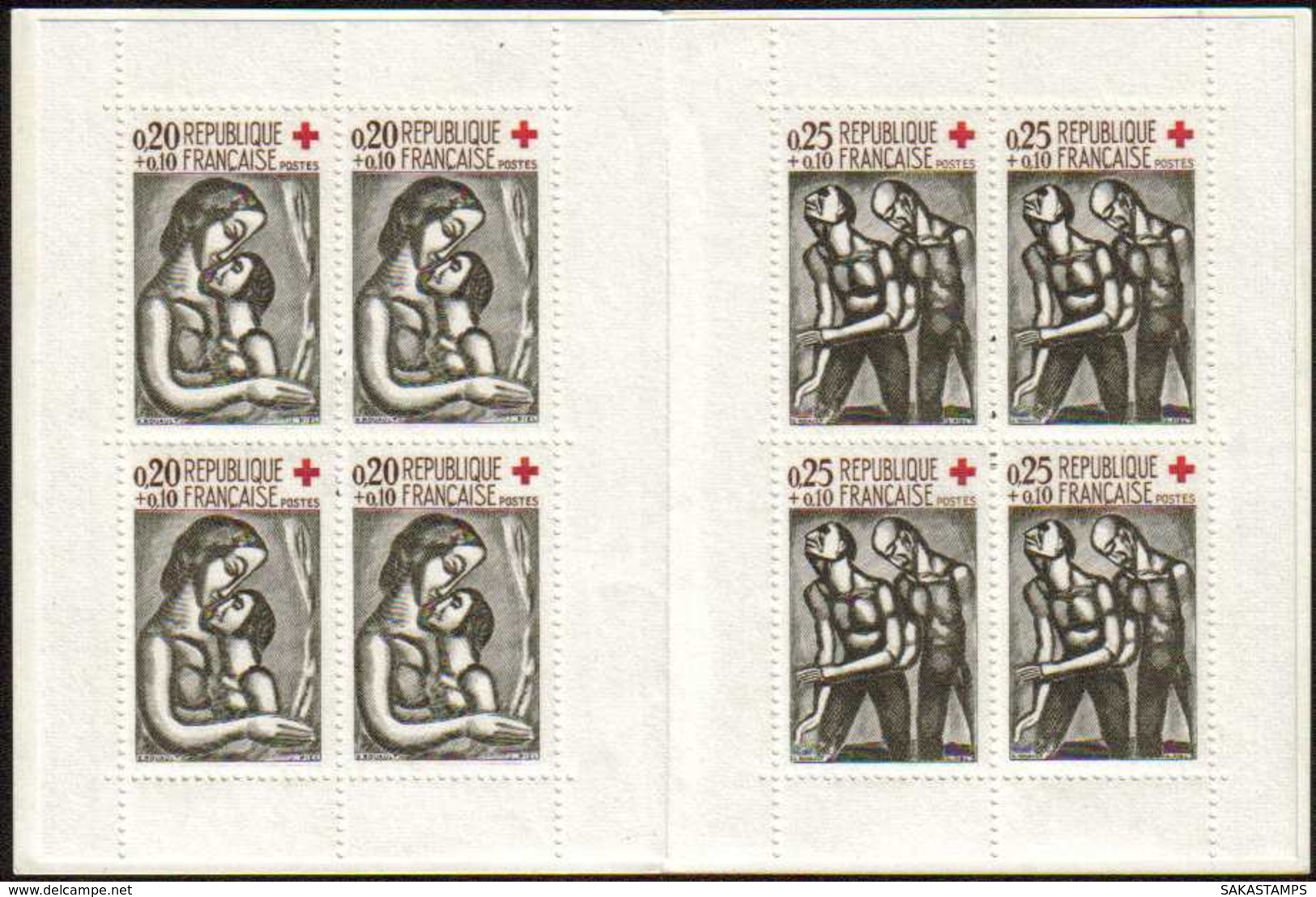 1961-(MNH=**) Francia Libretto Quattro S.8v.""pro Croce Rossa,quadri Di Rouault""cat.Filagrano  45 - Nuovi