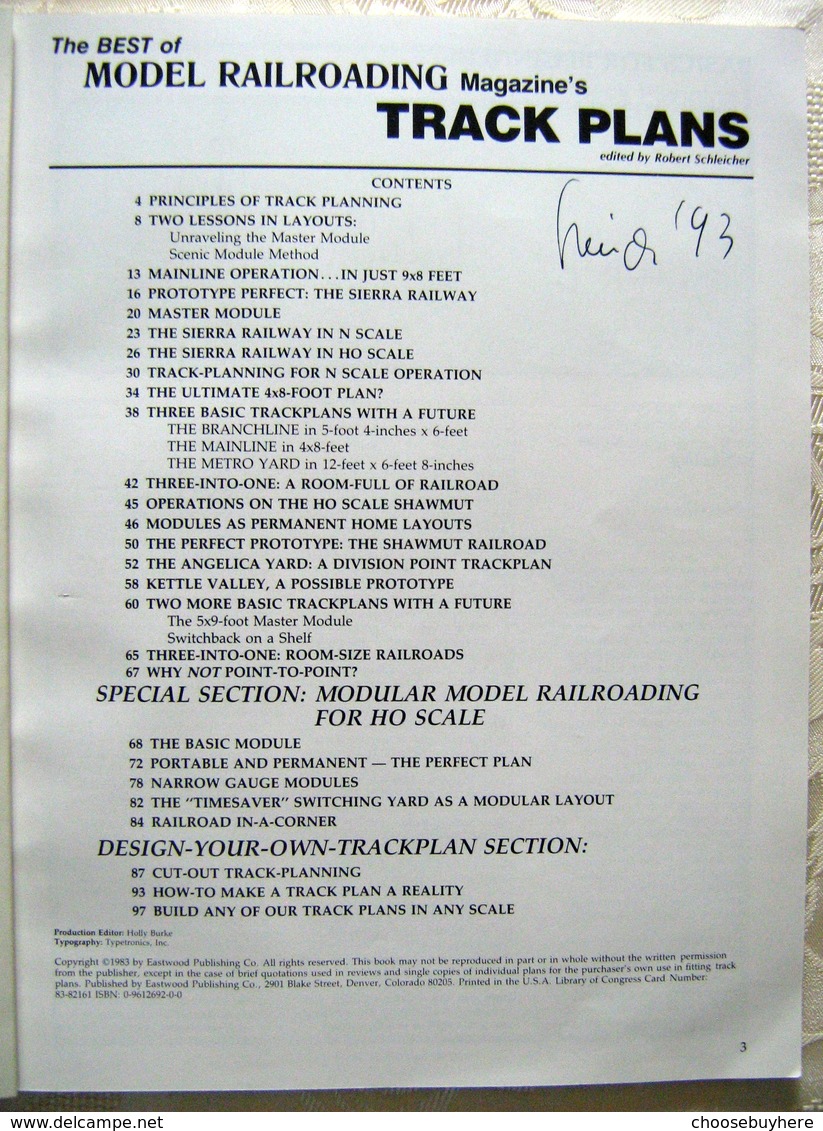 Model Railroading Track Plans Gleispläne Robert Schleicher Englisch 1993 - Englisch