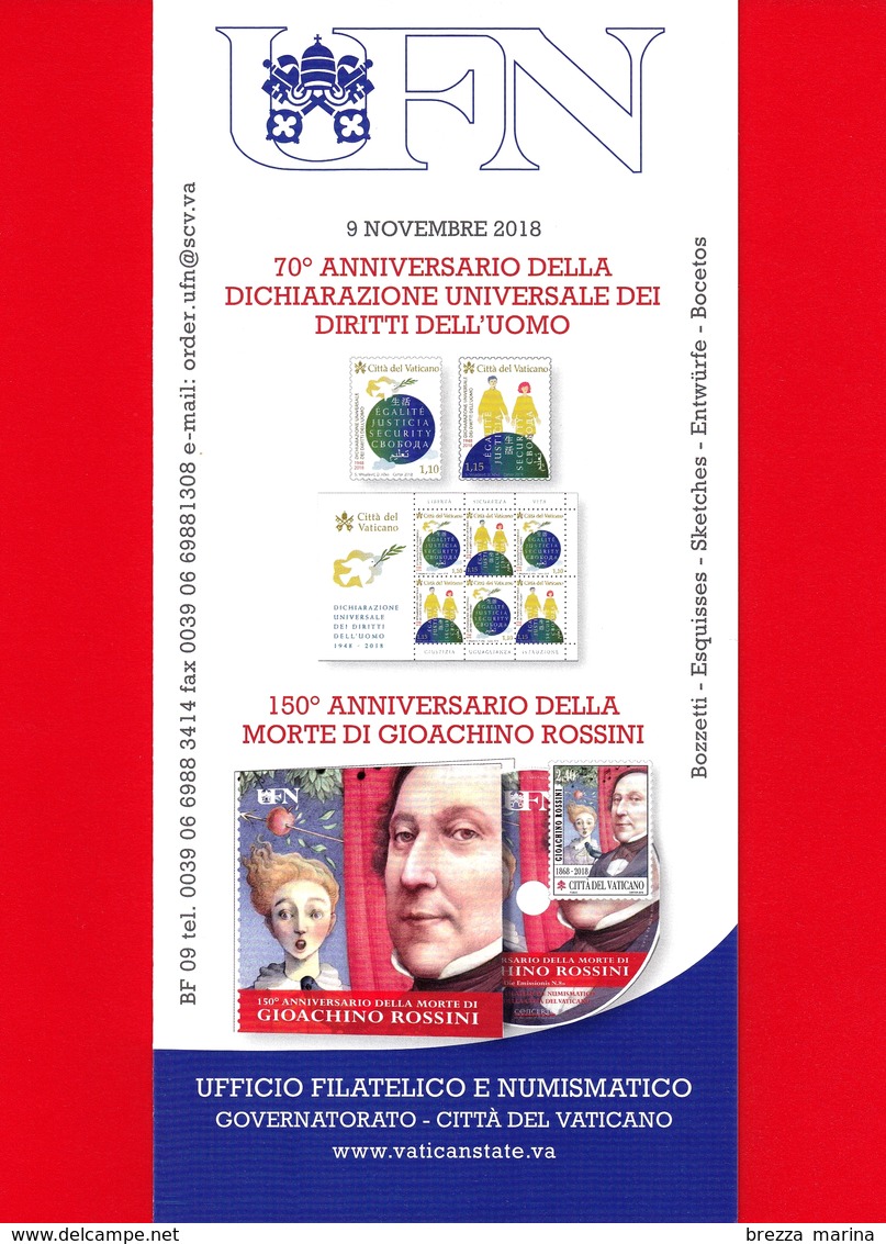 Nuovo - VATICANO - 2018 - Bollettino Ufficiale - Diritti Dell'uomo - Gioachino Rossini - BF 09 - Covers & Documents