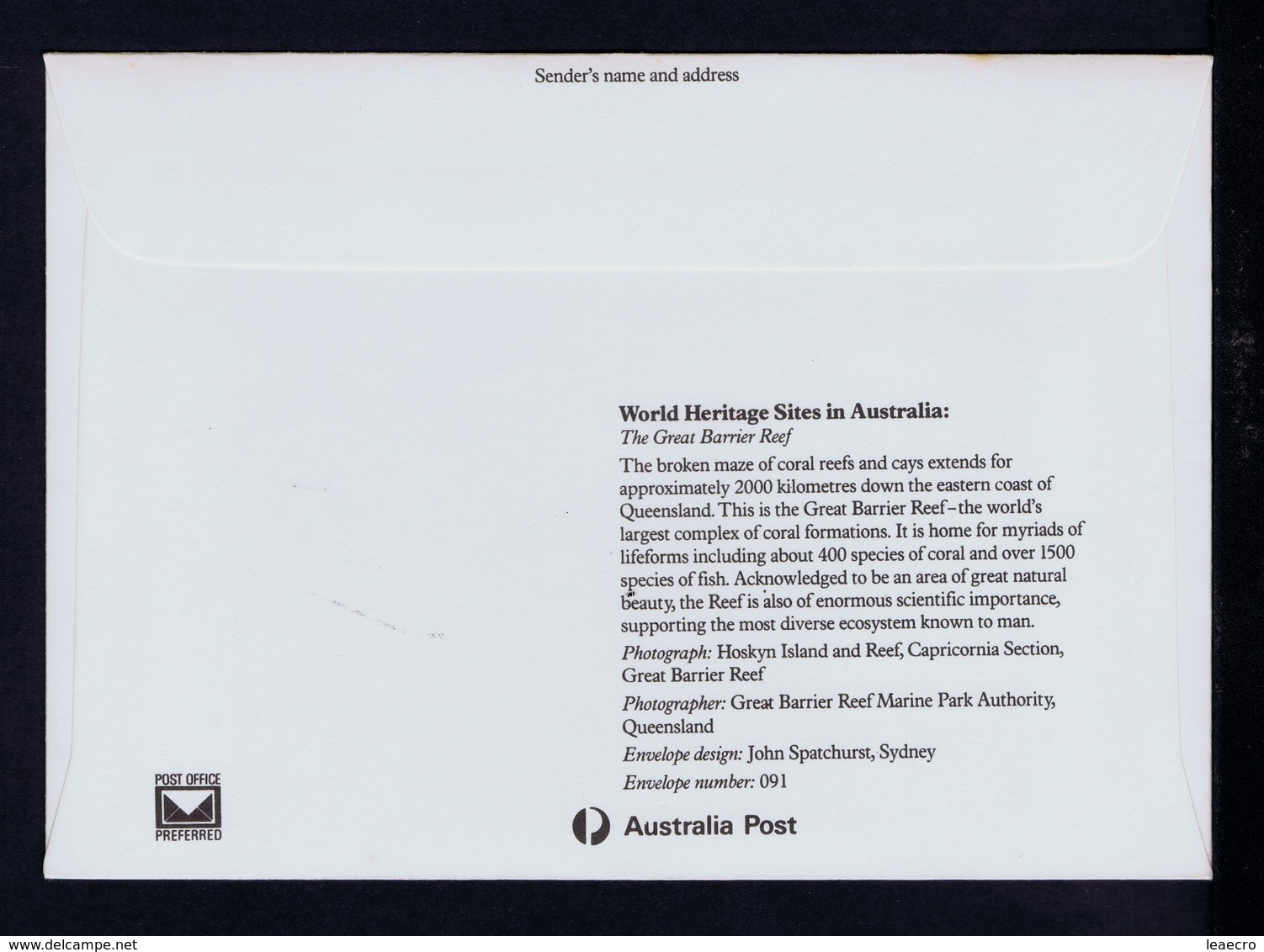 The Great Barrier Reef - 400 Species Coral Formations +1500 Fishes Australia Cover Postal Stationery World Heritage 3736 - Autres & Non Classés