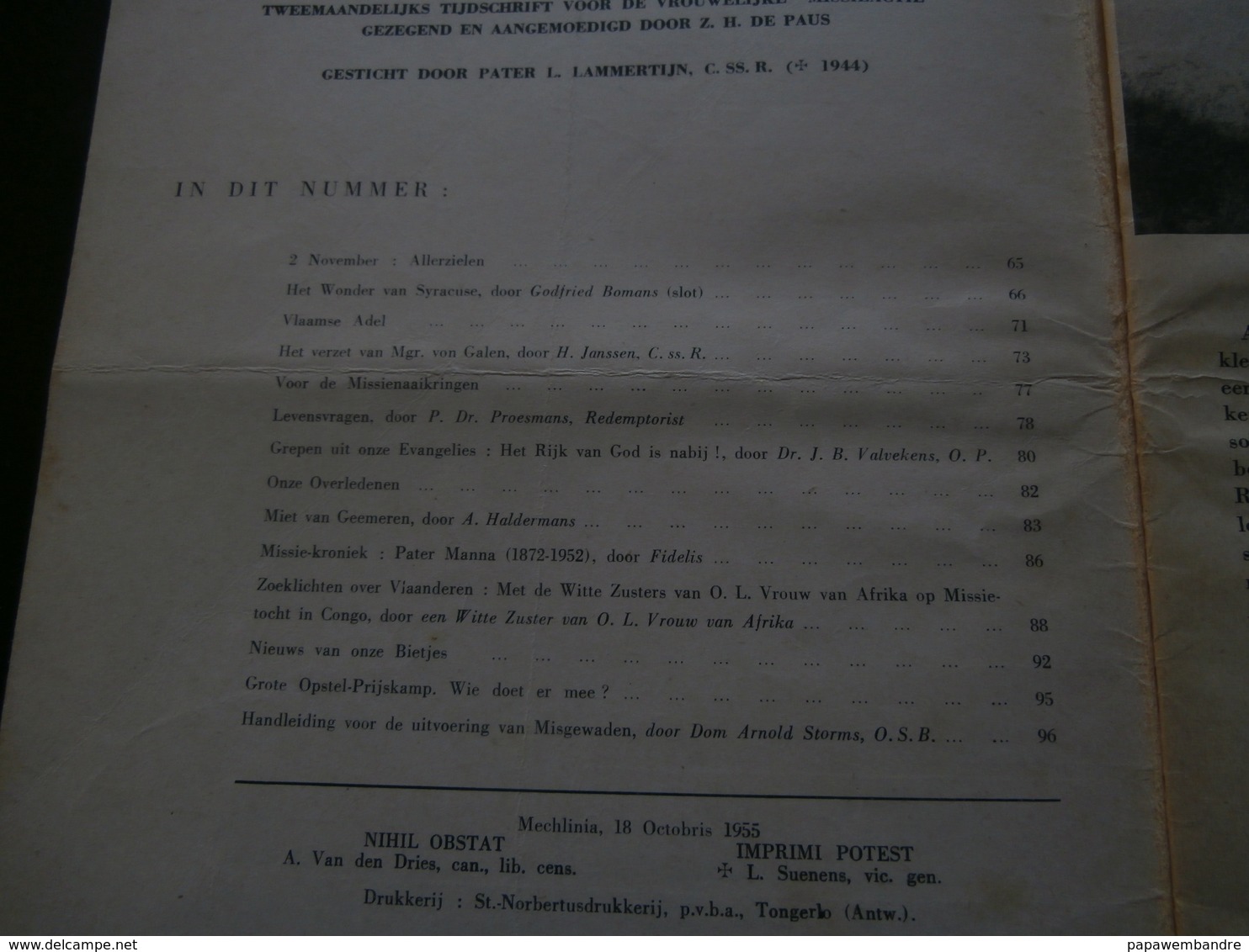 De Ijverige Missiebietjes Nov 1955, Kongo, Kamina, Moerkerke, Pittem, G Bomans - Anciens