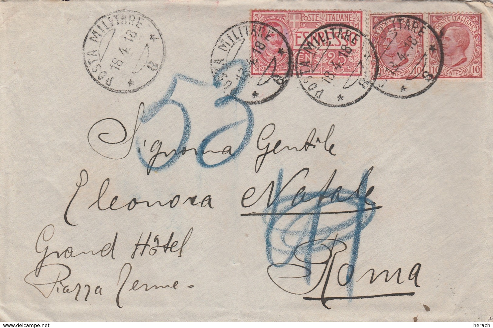 Italie Lettre Militaire Par Exprès 1918 - Storia Postale