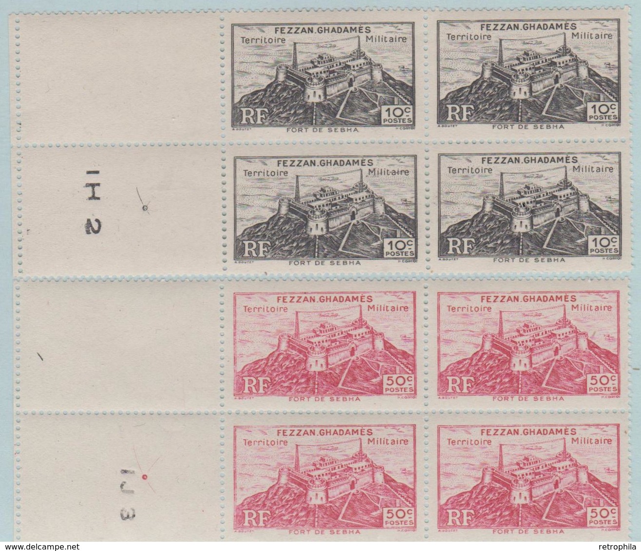 France - Fezzan Ghadamès - Territoire Militaire - Libye - 1946 - N° Y&T 28 Et 29 - Bloc De 4 Neufs - Unused Stamps