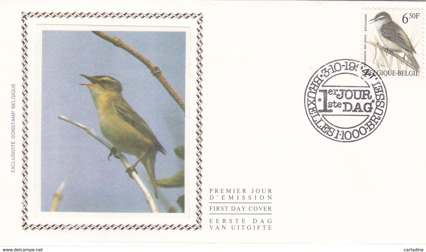 Enveloppe FDC Sur Soie - Oiseaux De BUZIN - Timbre N°2577 - 1985-.. Birds (Buzin)