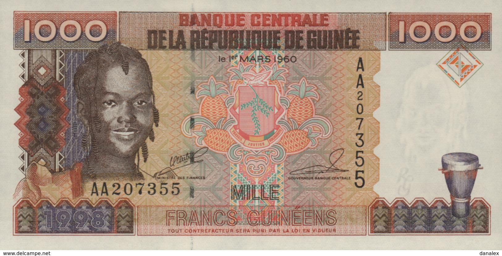 GUINEE 1000 FRANCS GUINEENS De 1998  PICK 37 UNC/NEUF - Guinea