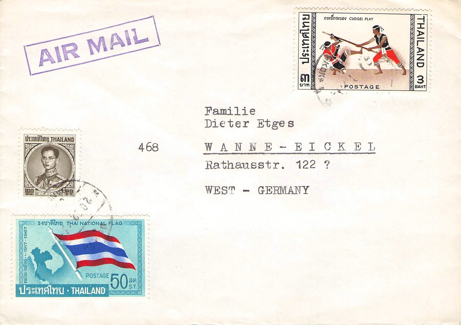 THAILAND - AIR MAIL LETTER -> WANNE-EICKEL/GERMANY - Thailand