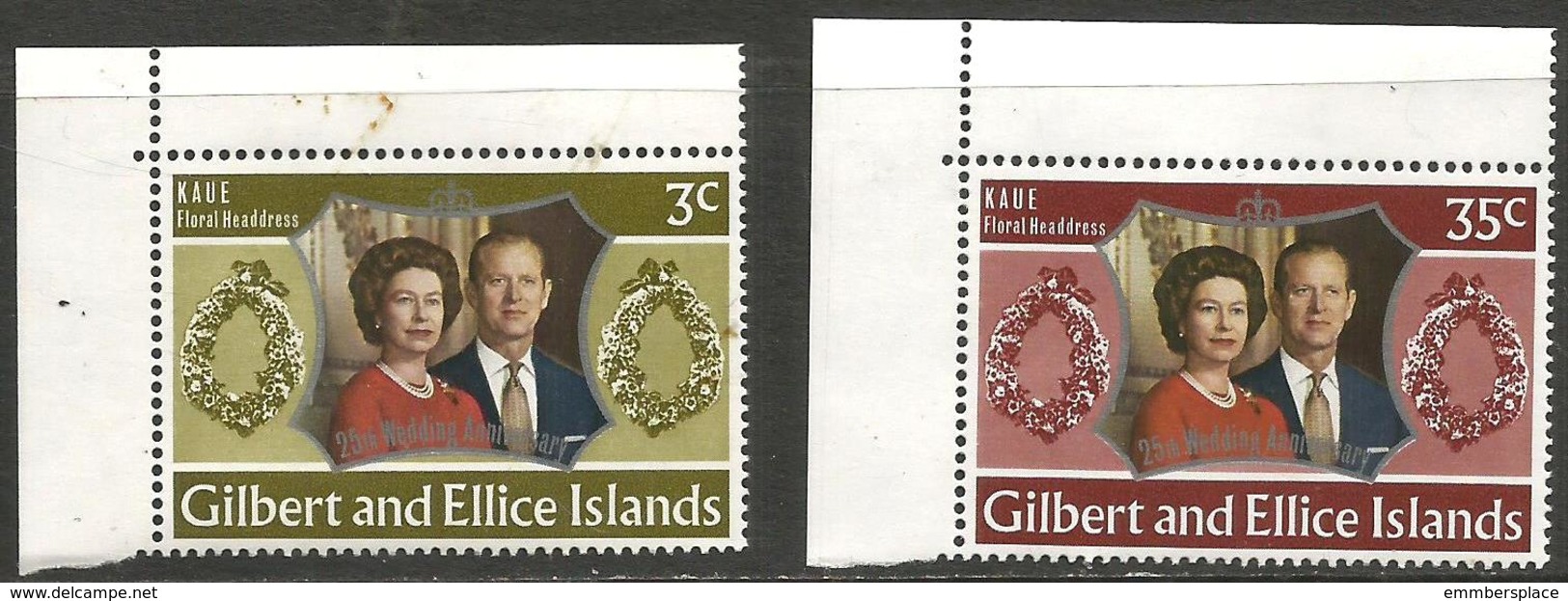 Gilbert & Ellice Islands - 1972 Royal Silver Wedding MNH **    SG 211-2 - Gilbert & Ellice Islands (...-1979)