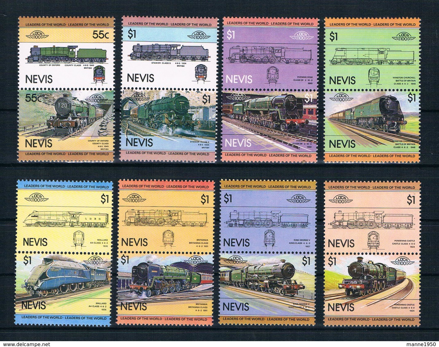 Nevis 1983 Eisenbahn Mi.Nr. 115/30 Kpl. Satz ** - St.Kitts Und Nevis ( 1983-...)