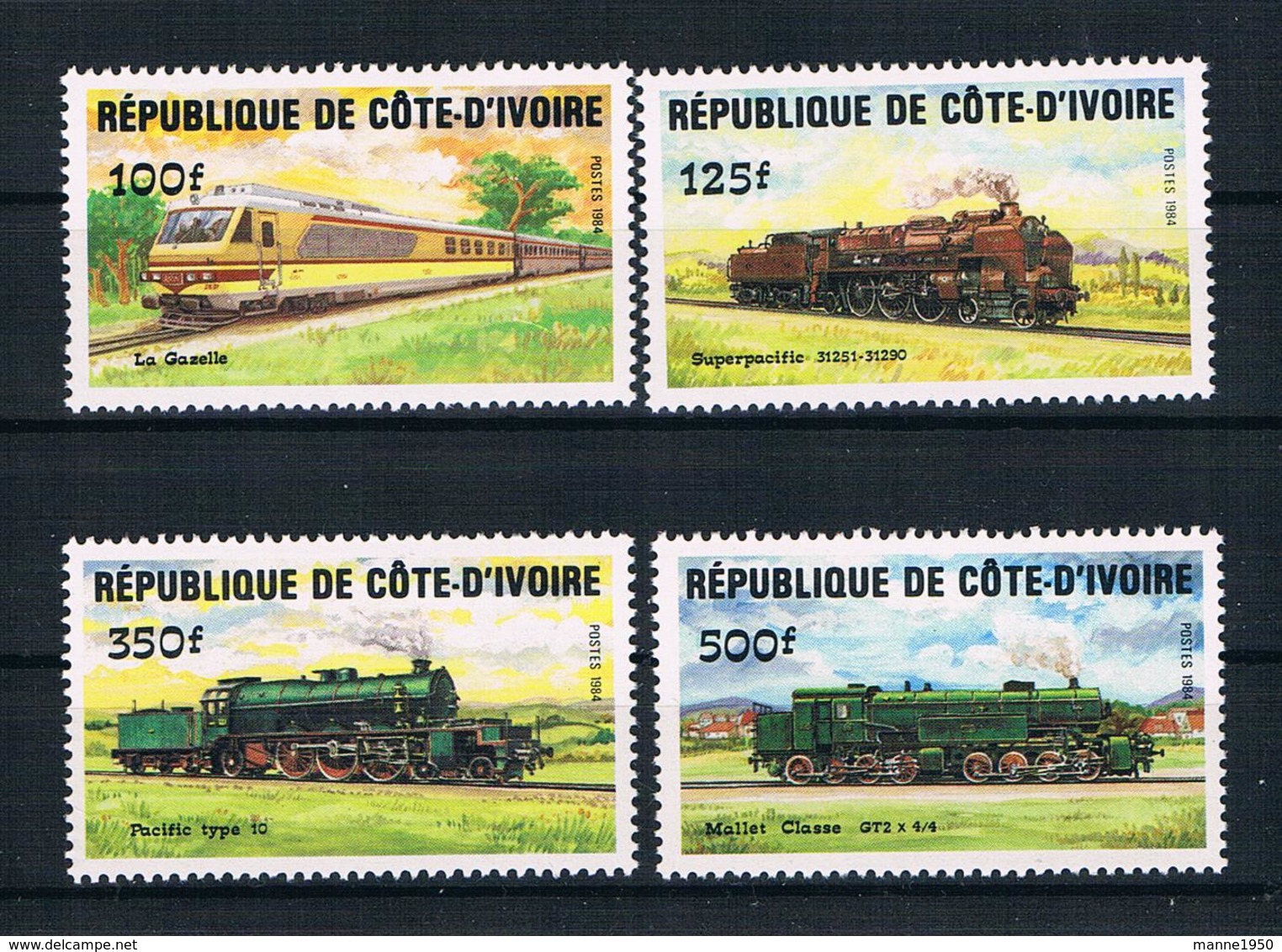 Cote D`Ivoire 1984 Eisenbahn Mi.Nr. 826/29 Kpl. Satz ** - Côte D'Ivoire (1960-...)