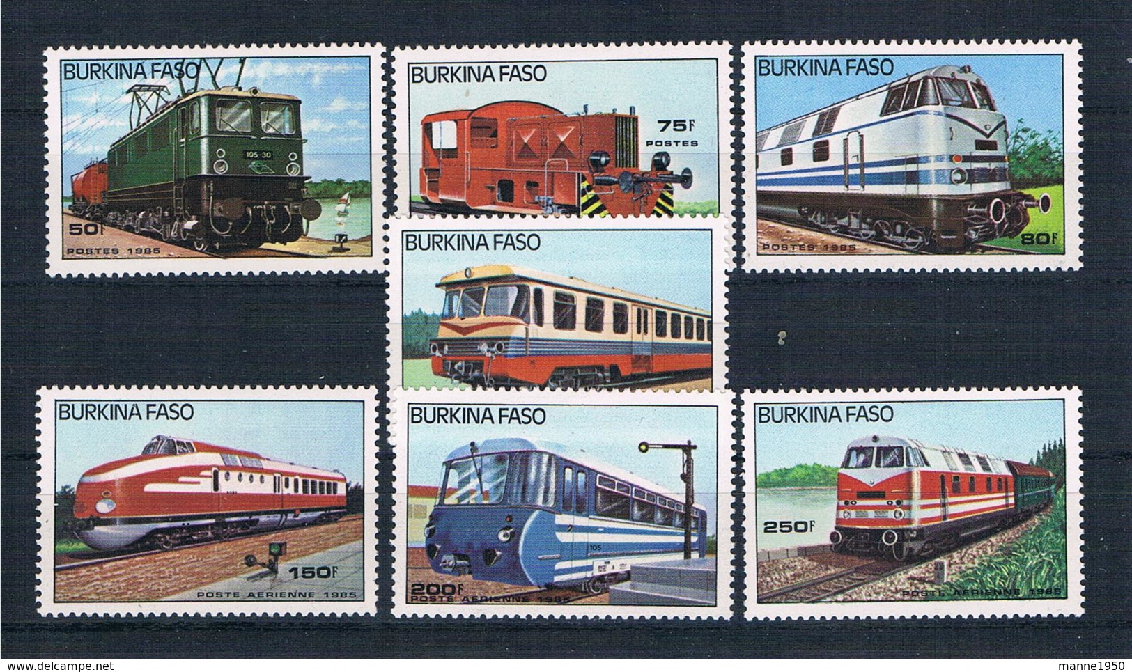 Burkina Faso 1985 Eisenbahn Mi.Nr. 1043/49 Kpl. Satz ** - Burkina Faso (1984-...)