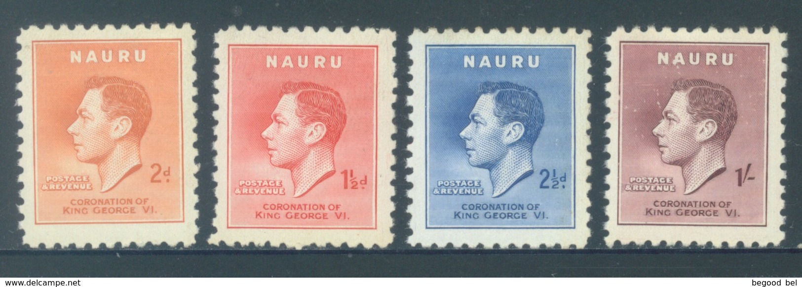 NAURU - MNH/**. - 1937 - CORONATION - Yv 33-36 -  Lot 18401 - SMALL BROWN TRACE ON 2 1/2 P. - Nauru