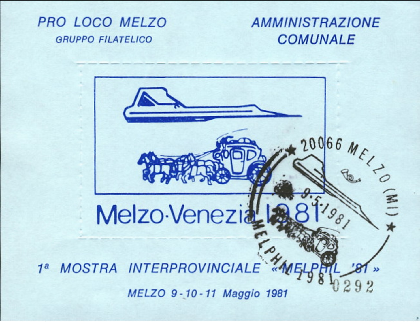 1981-(MNH=**) Italia Foglietto Erinnofilo ""1°mostra Interprovinciale Melphil 81"" Annullo Di Melzo Milano - 1981-90:  Nuovi