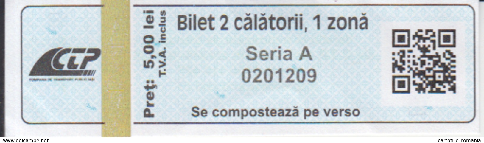Romania - Iasi - Tramway And Bus Ticket, 2 Trips, Used Ticket - Europa