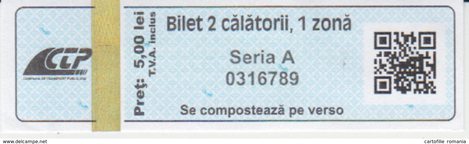 Romania - Iasi - Tramway And Bus Ticket, 2 Trips, Used Ticket - Europe