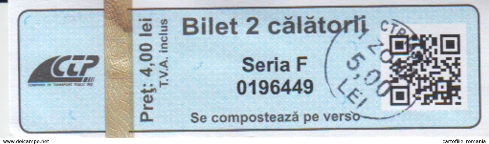 Romania - Iasi - Tramway And Bus Ticket, 2 Trips, Used Ticket - Europa