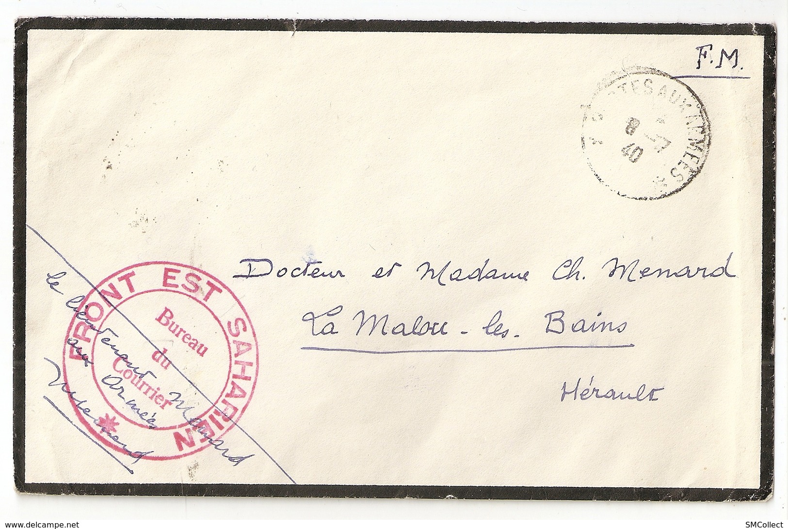 Cachet Du Bureau Du Courrier Du Front Est Saharien (GF470) - Guerra Del 1939-45