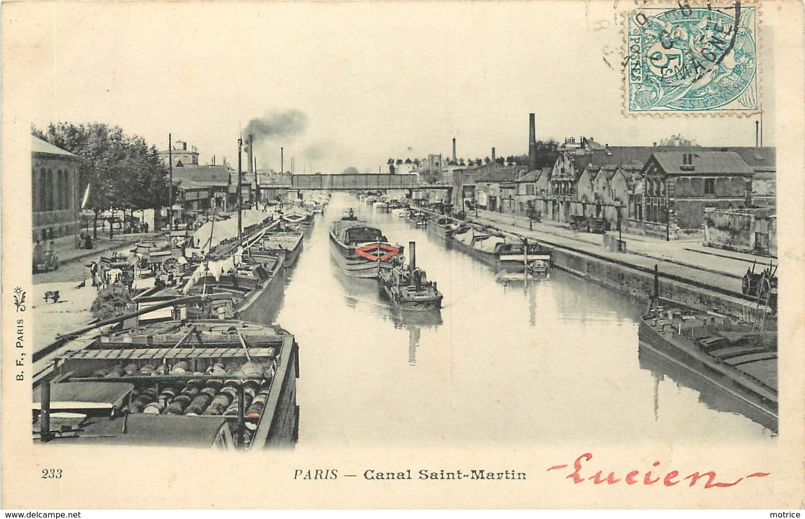 PARIS - Canal Saint Martin, Péniches Et Remorqueur. - Embarcaciones