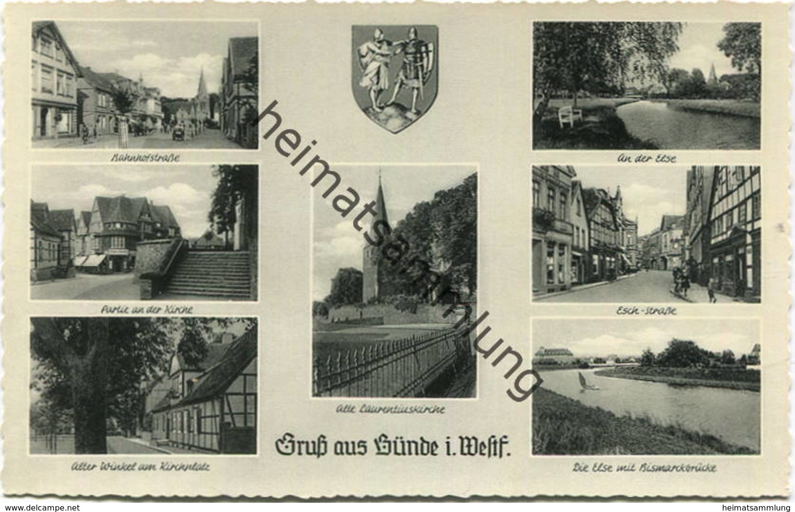 Bünde - Bahnhofsstrasse - Esch-Strasse - Else - Foto-AK - Verlag Schöning & Co Lübeck - Buende