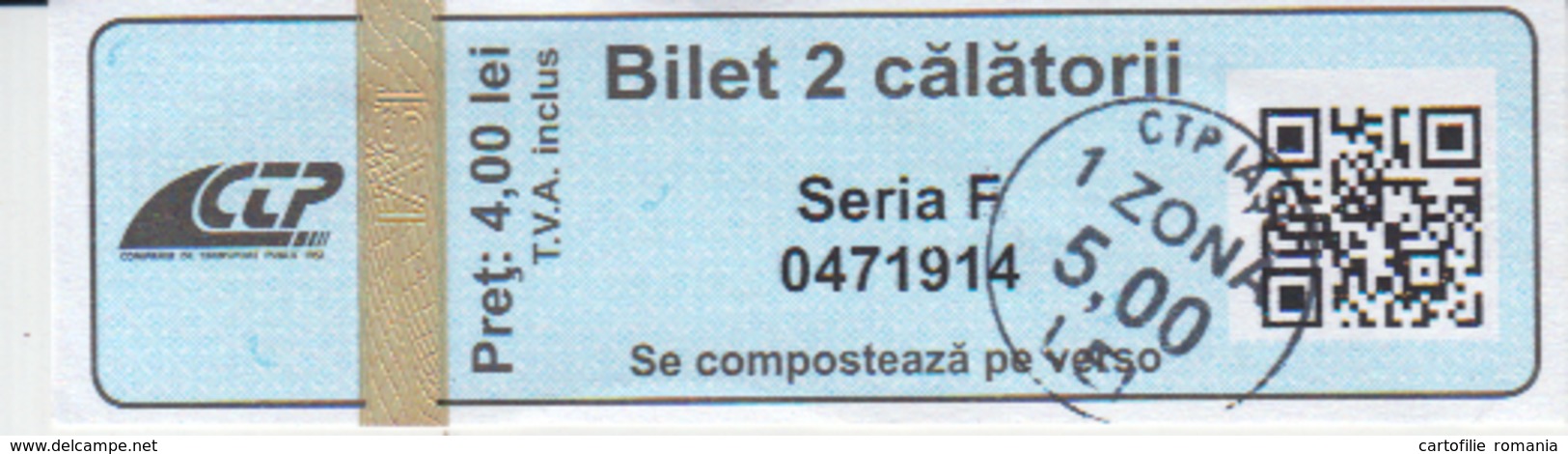 Romania Iasi 2 Trips Transportation Ticket For Bus And Tramway, Used - Europa