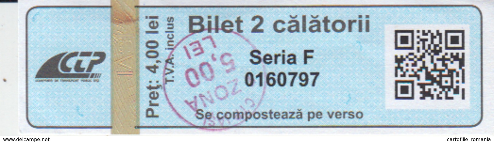 Romania Iasi 2 Trips Transportation Ticket For Bus And Tramway, Used - Europe