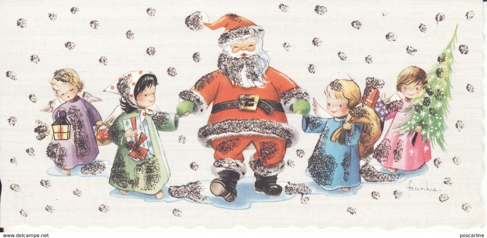 Père Noël, Angelots, Paillettes,édition Krüger, 2 Scans - Santa Claus