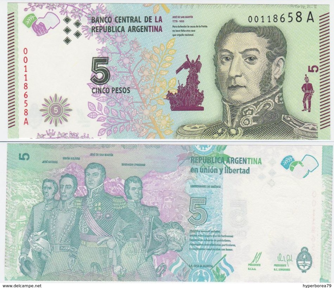 Argentina P 359 - 5 Pesos 2015 - UNC - Argentina
