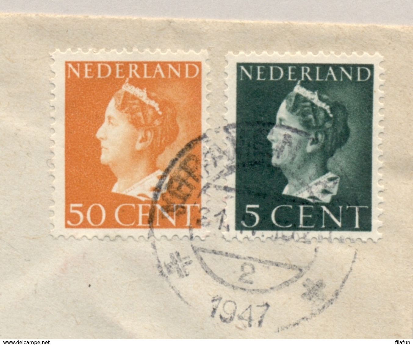 Nederland - 1947 - 5 En 50 Cent Konijnenburg Op R-First Flight Van Amsterdam Naar New York / USA - Lettres & Documents