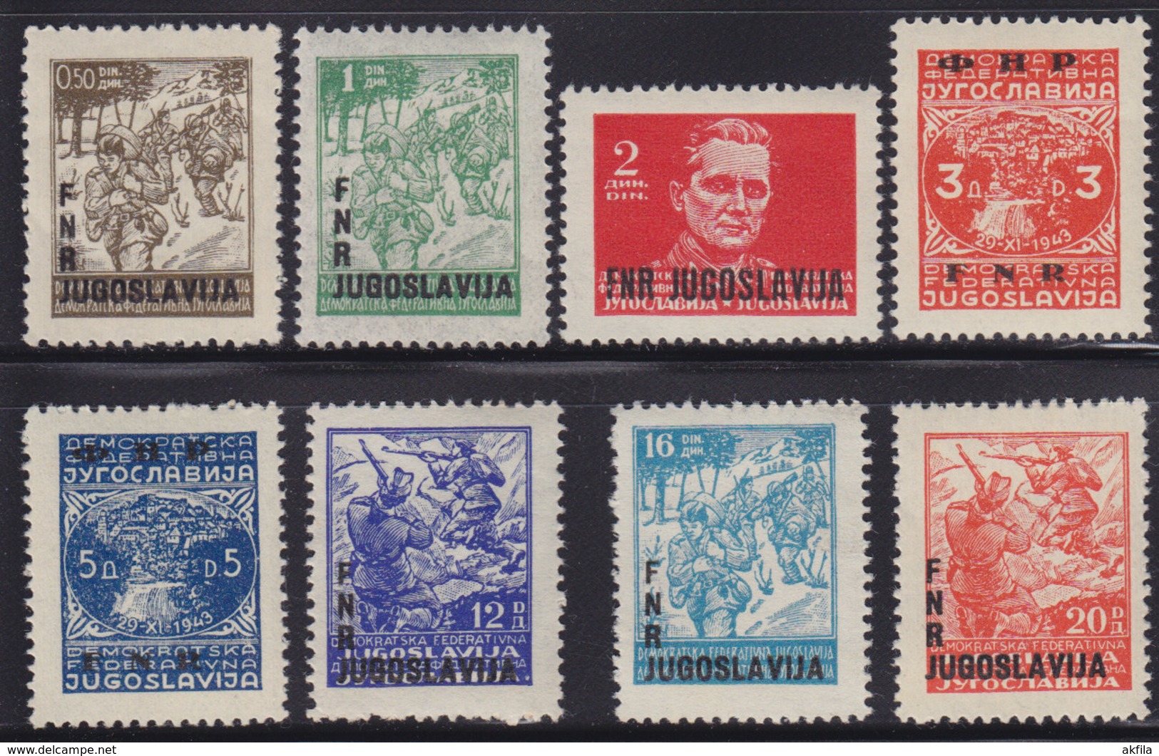 Yugoslavia 1949 Definitive Partisans With Overprint, MNH (**) Michel 590-597 - Ungebraucht