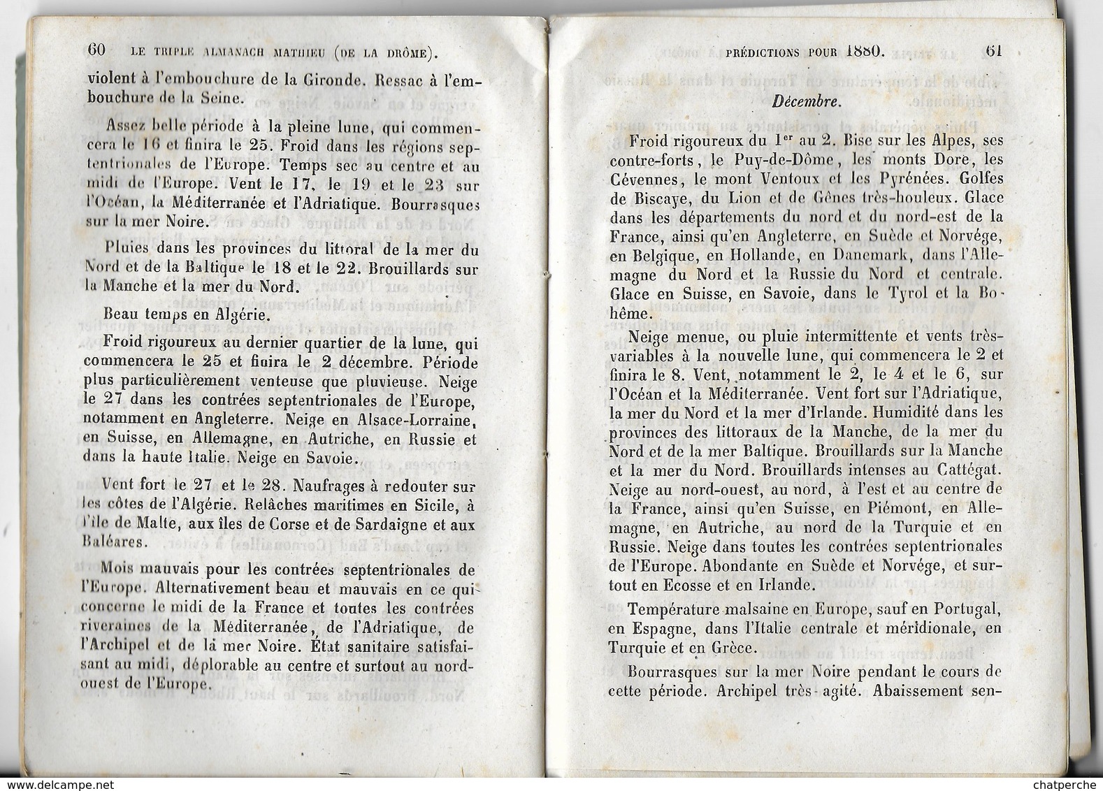 LE TRIPLE ALMANACH MATHIEU DE LA DROME INDICATEUR DU TEMPS POUR 1880 LIBRAIRIE PLON - Sonstige & Ohne Zuordnung