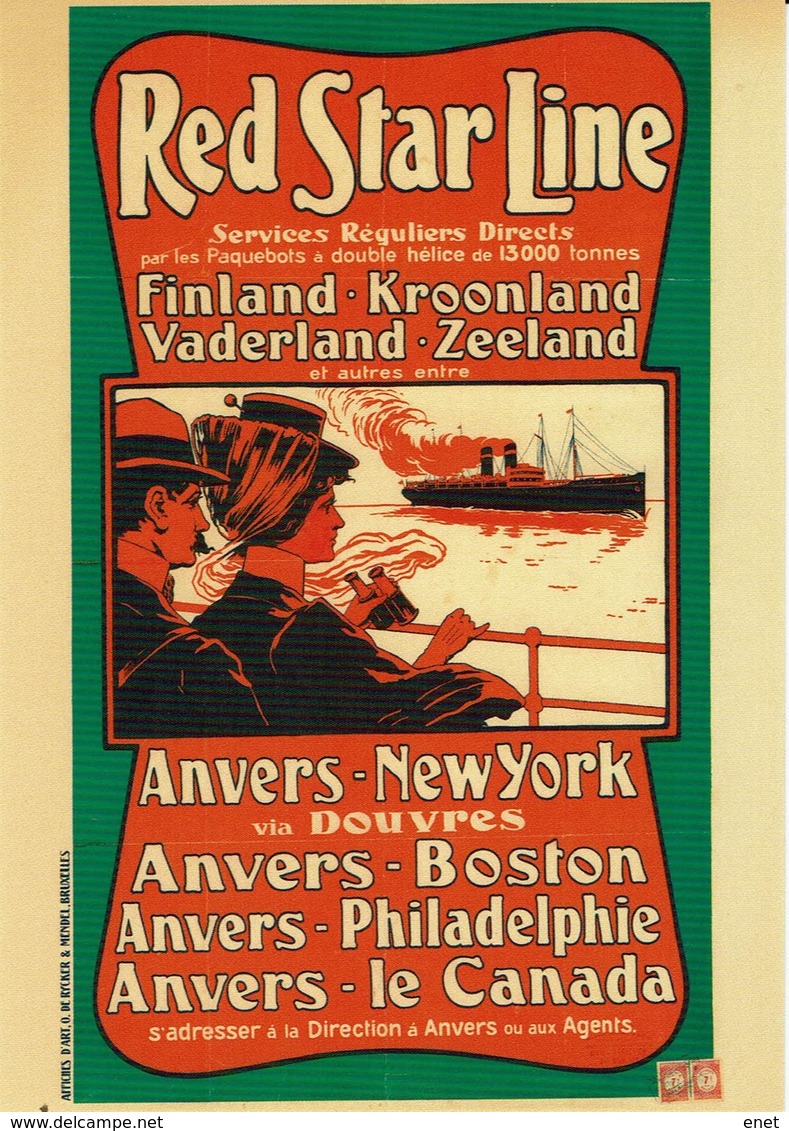 Red Star Line - AK Postcard - Affische 1902 - Paquebots