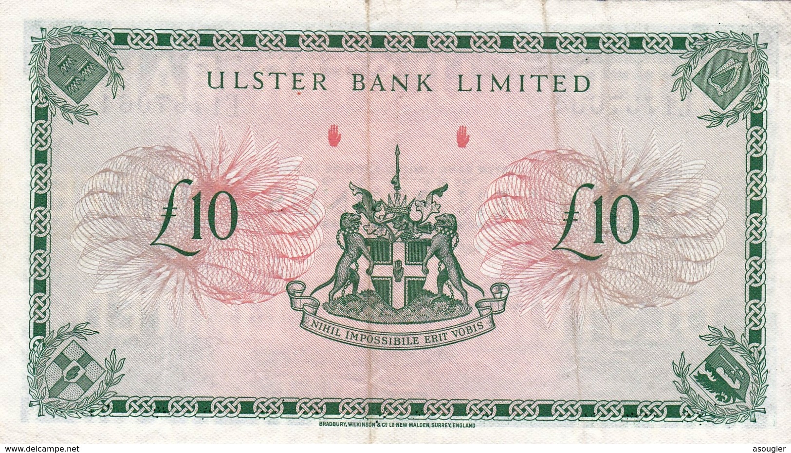 Ireland Northern Ulster Bank Limited 10 Pounds 1989 VF P-327d "free Shipping Via Registered Air Mail" - 10 Pounds