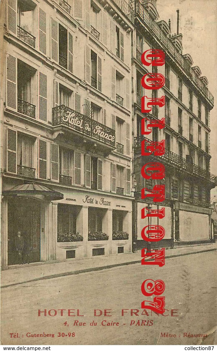 75002 ☺♦♦  PARIS - HOTEL De FRANCE Au 4 RUE Du CAIRE - Pubs, Hotels, Restaurants