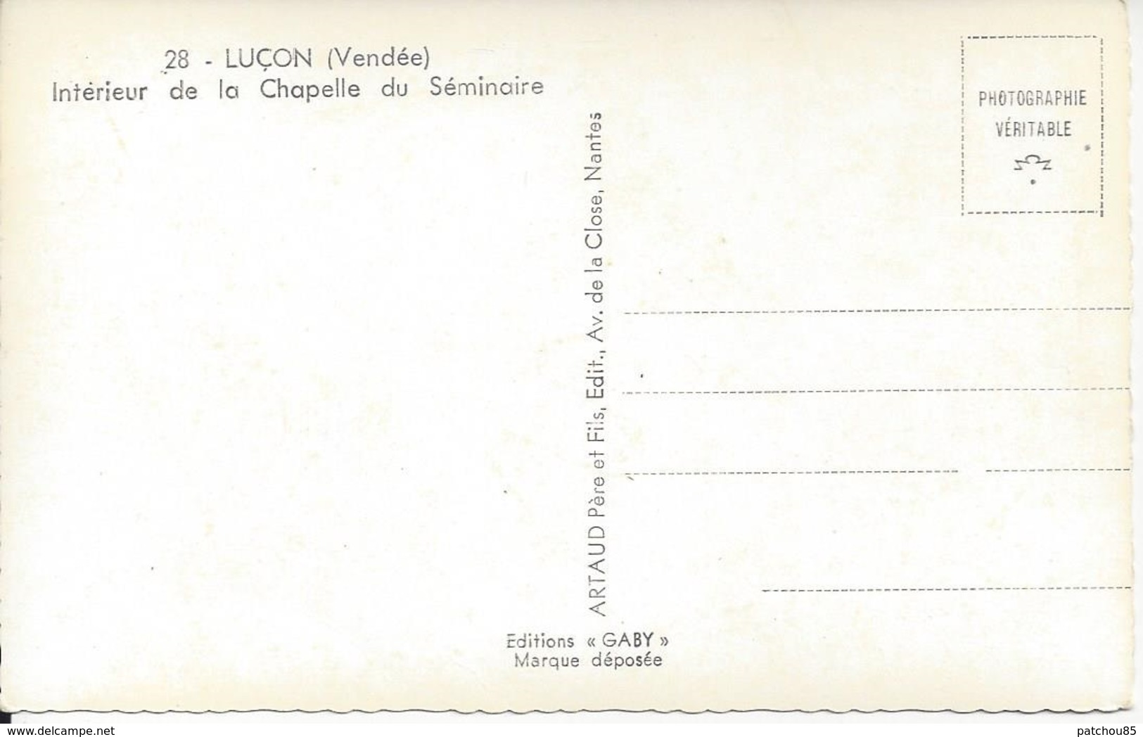 CPSM  France   85  Vendée Luçon  Intérieur De La Chapelle Du Séminaire - Lucon