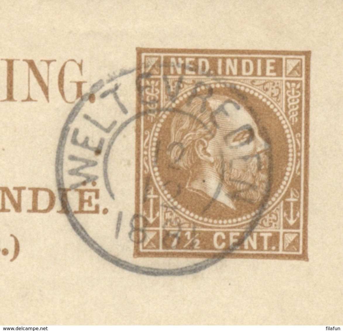Nederlands Indië - 1881 - 7,5 Cent Willem III, Briefkaart G5 Van Weltevreden - Via Brindisi - Naar Haarlem / Nederland - Nederlands-Indië