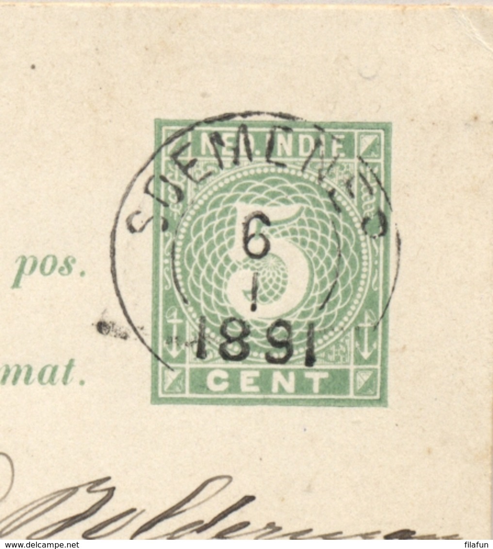 Nederlands Indië - 1891 - 5 Cent Cijfer, Briefkaart G8a Van KR SOEMENEP Naar Ponorogo - Nederlands-Indië