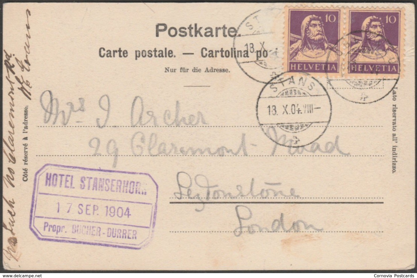 Stanserhorn Mit Blick Nach Brisen Und Urirotstock, 1904 - Goetz AK - Stans