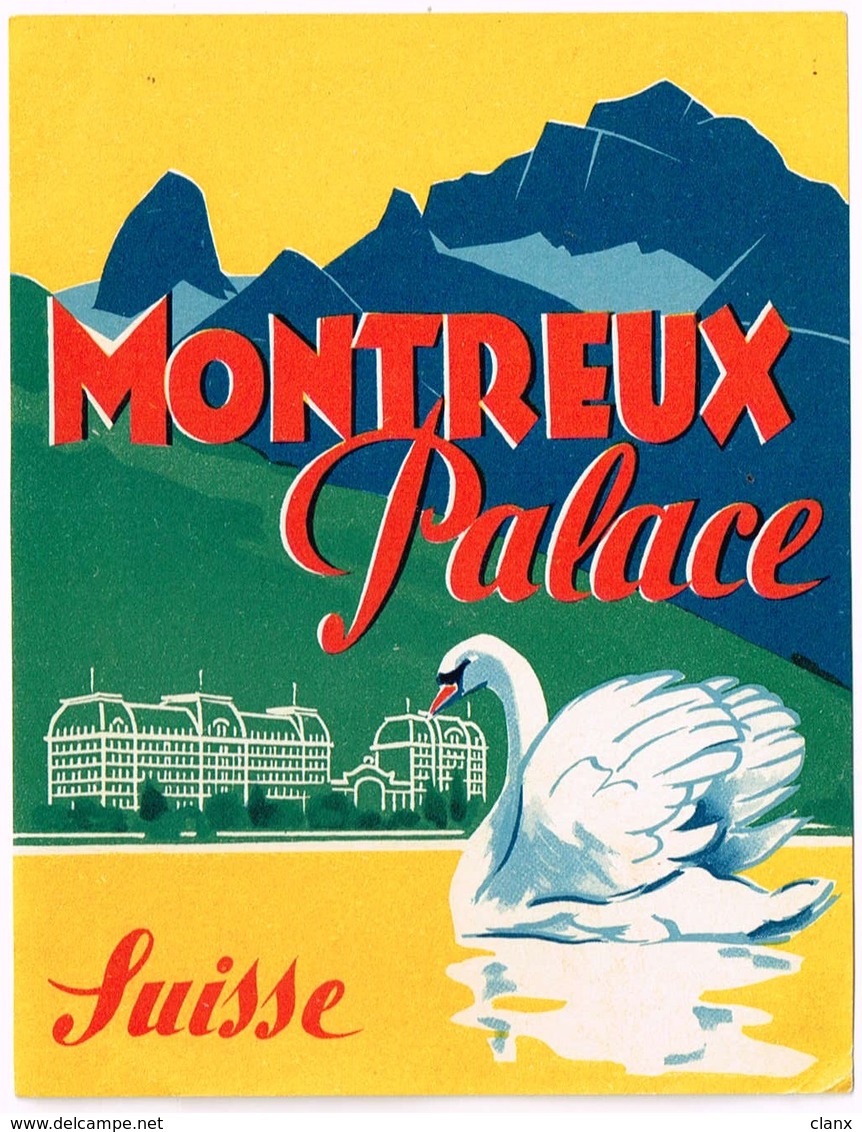 HOTEL MONTREUX PALACE Ca. 1940 Etiquette De Bagages - Hotel-Etikette - Suisse - Schweiz - Etiquetas De Hotel