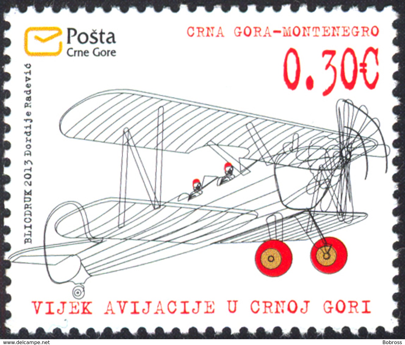 2013, The 100th Anniversary Of Aviation In Montenegro, Montenegro, MNH - Montenegro