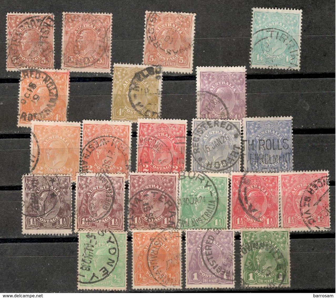 AUSTRALIA1914-36:Lot Of 22 King George(used) - Used Stamps