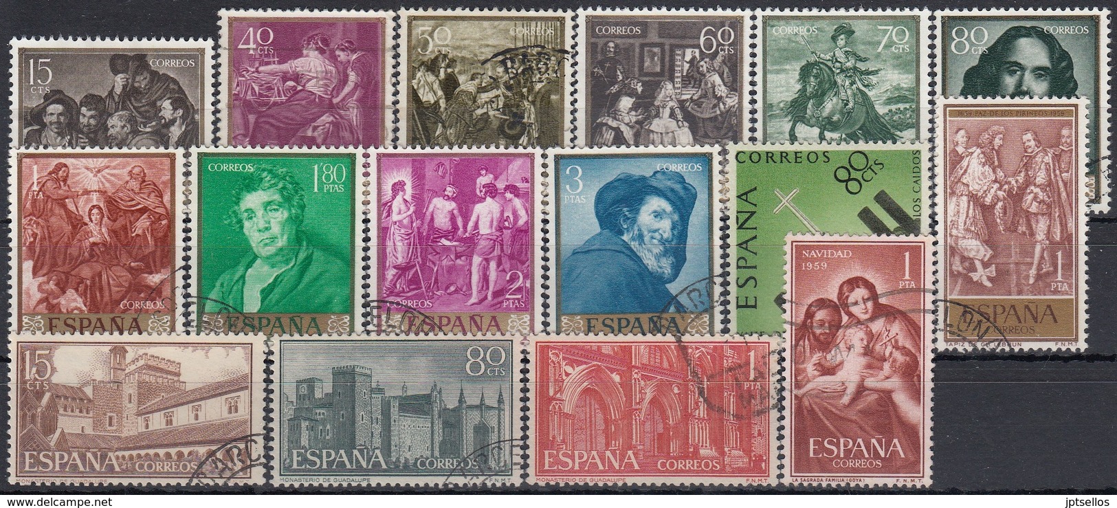 ESPAÑA 1959 Nº 1238/1253 AÑO USADO COMPLETO 16 SELLOS - Années Complètes