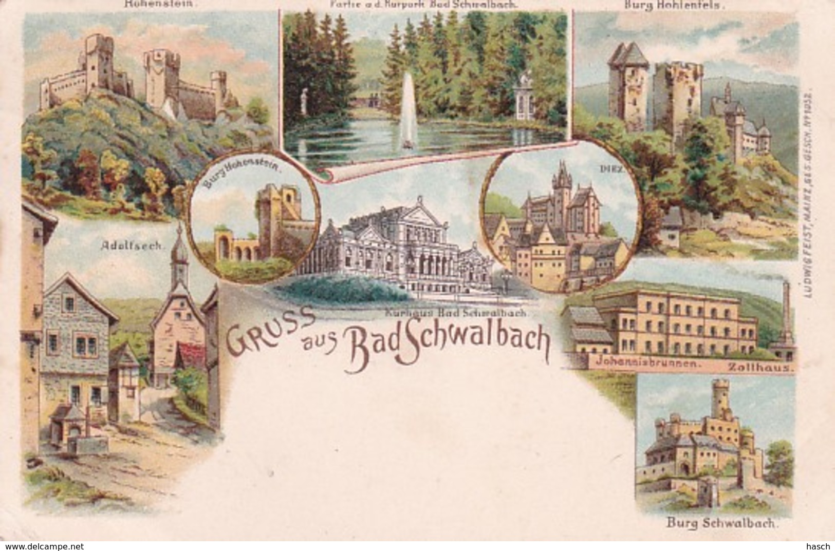 300628Gruss Aus Bad Schwalbach Litho 28-08-1900 Mit Zugstempel (sehe Ecken) - Bad Schwalbach