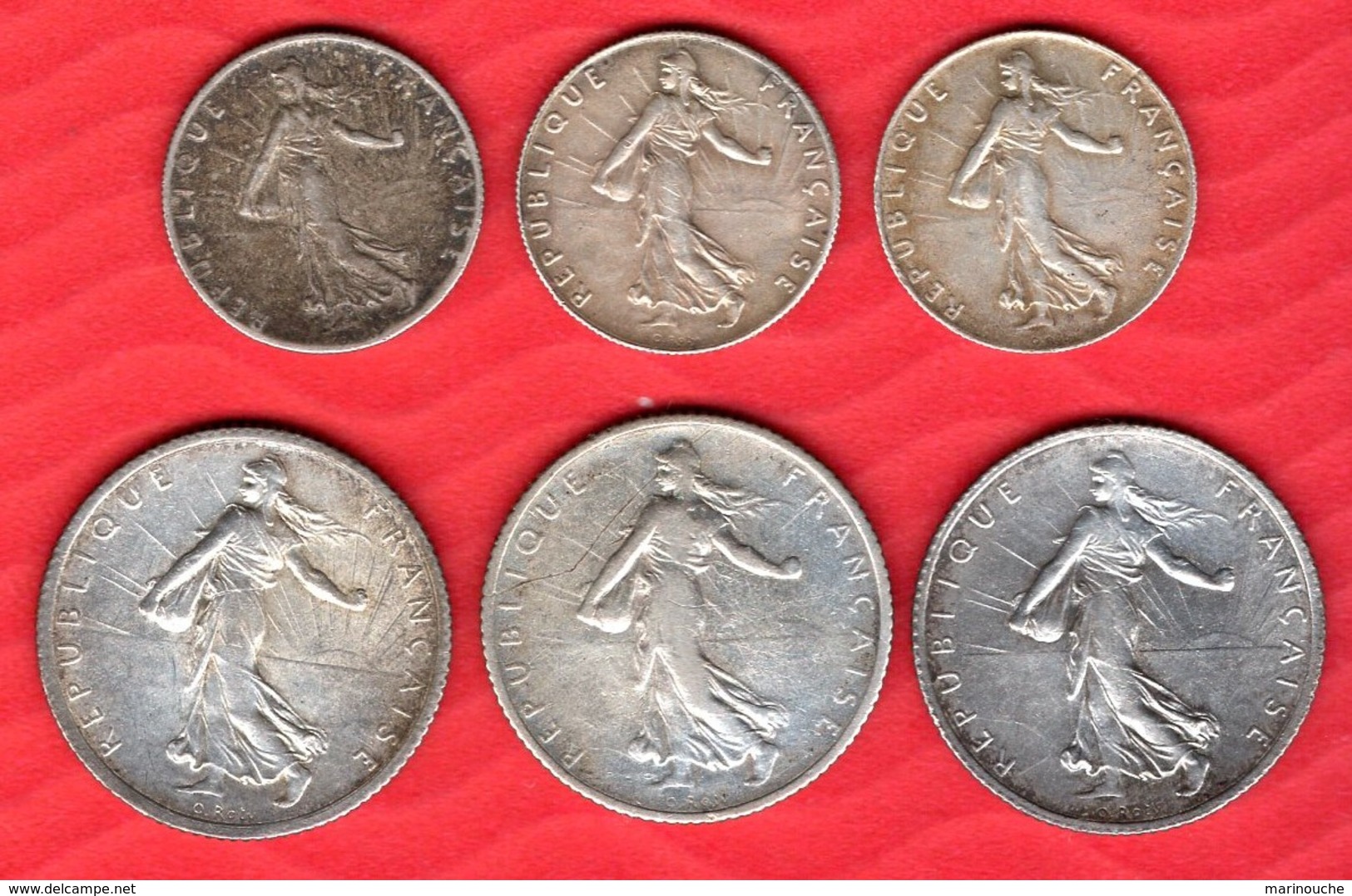 Lot De 6 Pieces : 3 X 50cts (1917-1919 ) Et 3 X 1 Franc (1915 -1919) - Autres & Non Classés