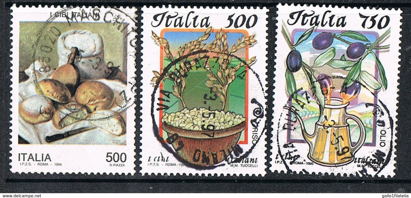 1994/95 - ITALIA / ITALY - IL CIBO / THE FOOD - LOTTO DI FRANCOBOLLI / LOT OF STAMPS - USATO / USED - Alimentazione