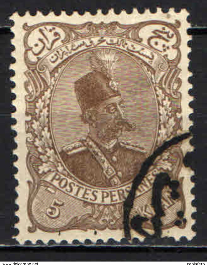 IRAN - 1899 - EFFIGIE DI NASSER-EDDIN-SHAH - 3 Kran - FRANCOBOLLO CON DIFETTI - USATO - Iran