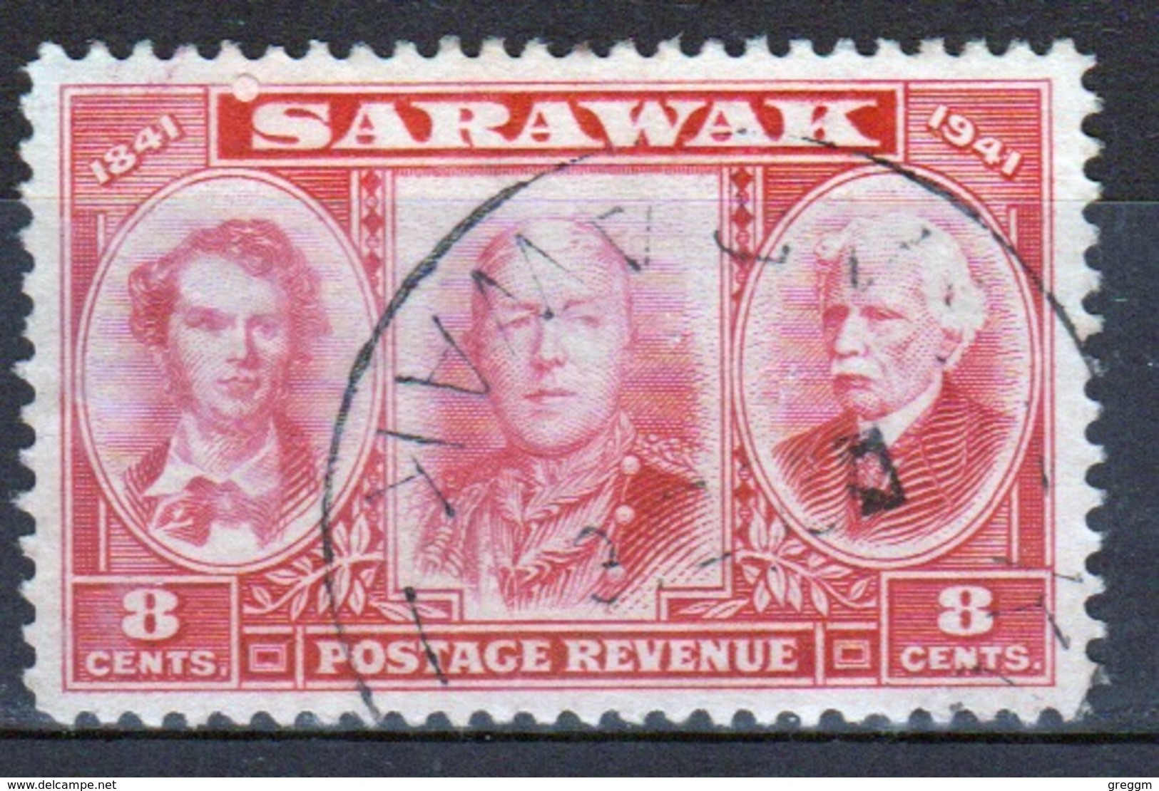 Sarawak 1946 Single Eight Cent Red Stamp From The Centenary Issue. - Sarawak (...-1963)