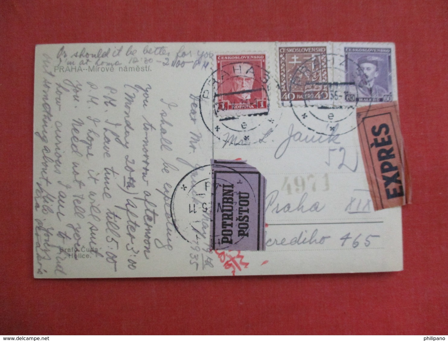 RPPC Cukrarna Kavarna Sterba-- Praha Mirove Namestf- Express Mail 3 Stamps Czech Republic  Ref 3087 - Repubblica Ceca