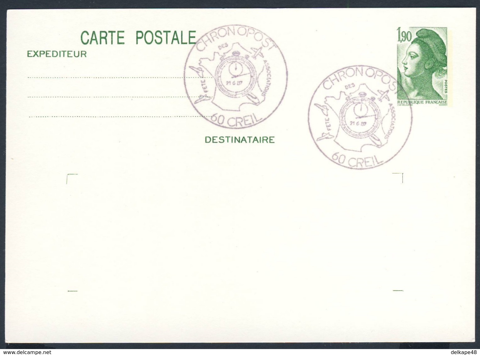 France Rep. Française 1987 Card / Karte / Carte - CHRONOPOST - Fete Des Associations / Fest Der Vereinigungen - Treinen