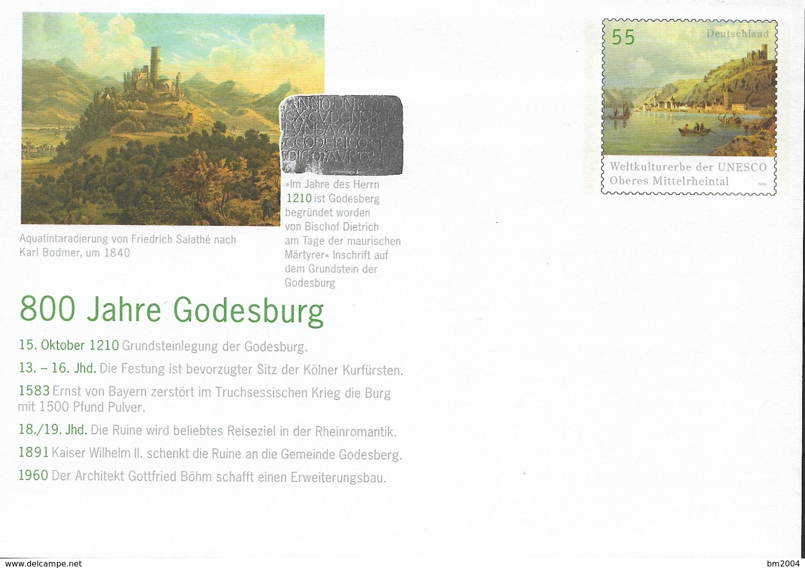 2010 Deutschland Allem. Fed. Germany   Ganzsache   800 Jahre Godesburg - Enveloppes - Neuves